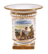 A Worcester (Flight, Barr & Barr) miniature vase, circa 1825, painted with a vignette of a gardener