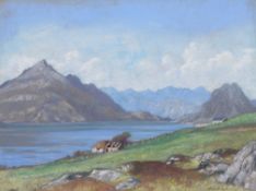 δ William Douglas MacLeod (Scottish 1892-1963) - The Cuillins from Elgol, Isle of Skye Pastel