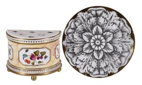 A Fornasetti plate, 20th century, 26cm diameter; and a modern English porcelain bough pot, Bibelot,