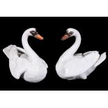 A pair Meissen models of swans, first half 20th century, typically modelled after the originals by