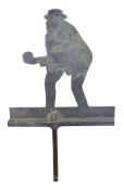 A zinc and wrought iron mounted roof finial, 19th century, probably previously a weather vane, cut