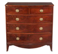 A George III mahogany and line inlaid chest of drawers , circa 1790, 107cm high, 106cm wide, 53cm