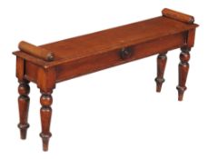 A Victorian mahogany hall seat , circa 1850, 48cm high, 105cm wide, 24cm deep