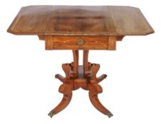 Ω A Regency rosewood and satinwood banded Pembroke table , circa 1815, 92cm wide, 71cm high,