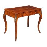 A Napoleon III Walnut and inlaid writing table, circa 1870, with single blind frieze drawer, 73cm