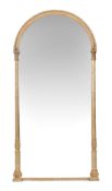 A giltwood wall mirror , circa 1820, with later plate, 190cm high, 93cm wide,