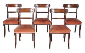 A set of ten mahogany dining chairs in late Regency style , 20th century,