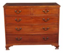 A George III mahogany chest of drawers, early 19th century, of large proportion, 102cm high, 123cm