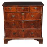 A walnut chest of drawers , early 18th century and later, 103cm high, 103cm wide, 58cm deep