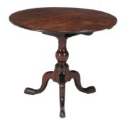 A George III mahogany tripod table , circa 1780, with birdcage type action, 71cm high, 86cm