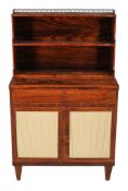 Ω A Regency rosewood side cabinet , circa 1815, the waterfall bookcase above a folding surface with