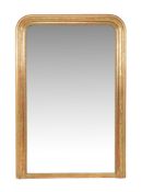 A Victorian giltwood overmantel wall mirror, second half 19th century, with a later plate, the