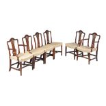 A set of six George III mahogany dining chairs , late 18th century, to include two armchairs