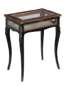 Ω A rosewood and simulated tortoiseshell inlaid bijouterie table , late 19th century, 76cm high,
