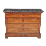 A Louis Philippe mahogany secretaire chest , circa 1840, the variagated grey marble top above a