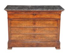 A Louis Philippe mahogany secretaire chest , circa 1840, the variagated grey marble top above a