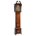 A mahogany and inlaid longcase clock , late 18th century and later, with an eight-day bell striking