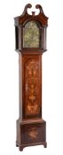 A mahogany and inlaid longcase clock , late 18th century and later, with an eight-day bell striking