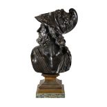 A Continental patinated bronze bust of Menelaus or Ajax from the Pasquino Group, circa 1875, cast