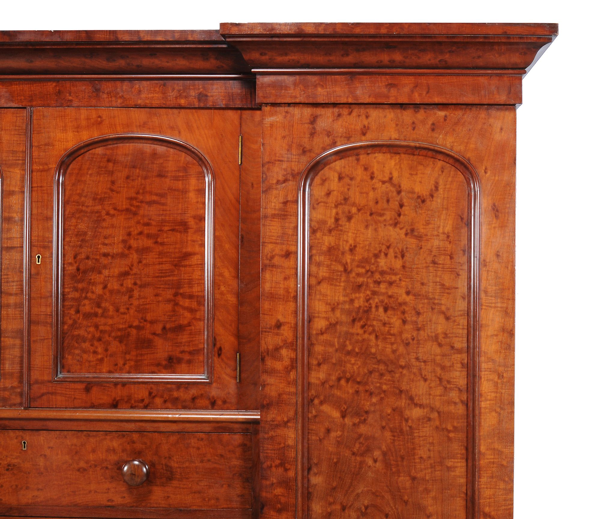 A Victorian mahogany triple section wardrobe, circa 1870, the exterior veneered with mahogany of ' - Image 2 of 2