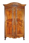 A French walnut and steel mounted armoire, second half 18th century, 255cm high, 146cm wide, 66cm