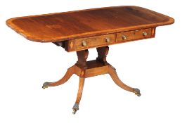 Ω A Regency rosewood and satinwood banded sofa table , circa 1815, 71cm high, 147cm wide, 72cm deep