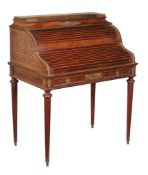 A parquetry and gilt metal mounted lady's writing table , early 20th century, the fall with part