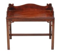 A mahogany butlers tray and stand , late 18th century and later, 64cm high, 74cm wide, 53cm deep