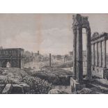 A group of six early 19th century framed engravings of ancient Roman sites, engraved by Rossini and