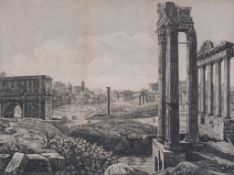 A group of six early 19th century framed engravings of ancient Roman sites, engraved by Rossini and