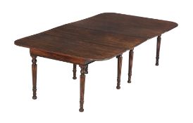 A George IV mahogany dining table , with two additional leaf insertions, circa 1825, 74cm high