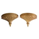 A pair of giltwood and composition wall brackets in George III style, late 19th century, the demi-