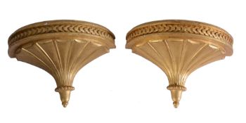 A pair of giltwood and composition wall brackets in George III style, late 19th century, the demi-