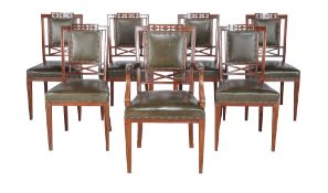 A set of seven mahogany and upholstered dining chairs , early 20th century, to include one