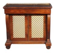 Ω A Regency rosewood side cabinet, circa 1820, with single blind frieze drawer, 94cm high, 99cm
