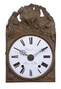 A French Comtoise wall clock, with eight-day vertical pillar bell striking movement and 9.5 inch