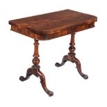 Ω An early-Victorian rosewood folding card table , circa 1840, in the manner of Gillows, 75cm high,