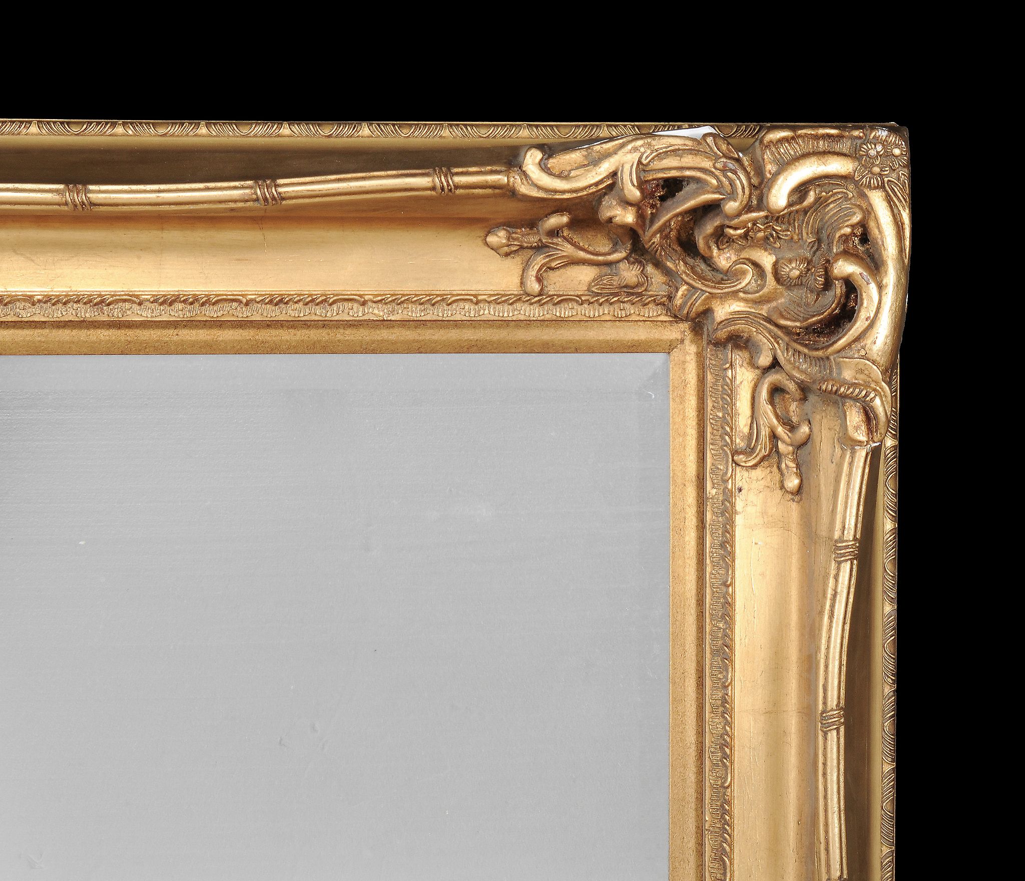 A gilt framed wall mirror, of recent manufacture, of very large proportion, 215cm high, 150cm wide - Image 2 of 2