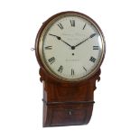 A Regency figured mahogany fusee drop-dial wall timepiece with eleven inch dial Signed for