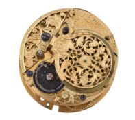 A fine and rare Queen Anne verge pocket watch movement Daniel Quare, London, number 3749, circa