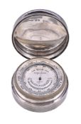 A silver cased aneroid pocket barometer with altimeter scale and thermometer Mappin, London, 1931