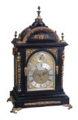 A late Victorian brass mounted quarter chiming bracket clock Thwaites and Reed, London, late 19th