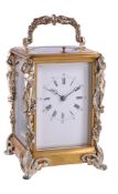 A French gilt and silvered brass carriage clock The movement possibly by Brunelot, late 19th