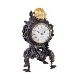 A George IV gilt and patinated bronze rococo style mantel clock Viner and Company, London, circa