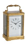 A French engraved gilt brass carriage clock with duplex escapement Silvani, Paris, mid 19th century