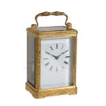 A French engraved gilt brass carriage clock with duplex escapement Silvani, Paris, mid 19th century