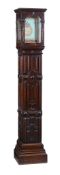 A fine and very rare oak architectural floor-standing case for a first period lantern clock