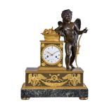 A French Empire ormolu and patinated bronze figural mantel clock Lesieur, Paris, early 19th century