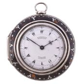 Ω A fine George II silver and tortoiseshell triple-cased verge pocket watch for the Middle