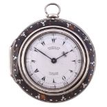 Ω A fine George II silver and tortoiseshell triple-cased verge pocket watch for the Middle